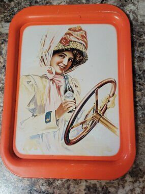 Vintage Coca-Cola "Girl in Duster" Metal Serving Tray-1972